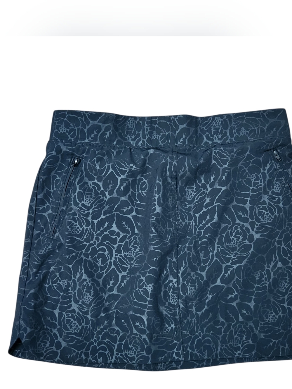 Orvis Mini Skirt Skort Black Floral Womens Med Short Tennis Golf Stretch Waist